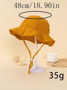 1pc Infant/Toddler Unisex Cute Solid Color Bucket Hat, Suitable For 3-12M, Spring/Summer, Reversible Sun Ion Hat For Baby Girls