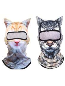 1 Stück/2 Stücke Unisex Radfahren Tier Gesichtsmaske Sonnenhut Balaclava, geeignet für den täglichen Gebrauch, Radfahren, Outdoor-Wandern, Skifahren