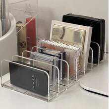 1 件亚克力眼影收纳盒 - 透明唱片展示架、桌面相册架、桌面化妆品收纳架、CD 和光盘展示托盘，非常适合浴室、办公室、梳妆台、CD 存储 - 现代简约，抽屉式收纳用品