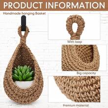Handgeflochtener Aufbewahrungskorb, hängender Organizer-Korb für Nachttisch, Tischplatte, Wanddekoration, zum Aufbewahren von Sonnenbrillen, Kosmetika, Schreibwaren, Schlüsseln, Pflanzen usw.