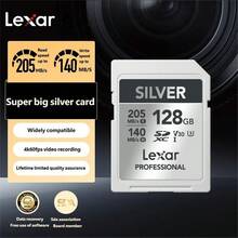 Thẻ SD Lexar, Thẻ nhớ máy ảnh, Thẻ lưu trữ máy ảnh DSLR 4K tốc độ cao, Dòng SilverPlus, BẠC 128GB, Tốc độ đọc 205MB/giây, Tốc độ ghi 140MB/giây, Thẻ SD - Bạc - Xem 2
