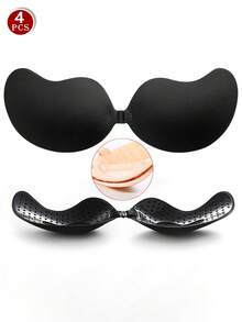 4 对粘贴式胸罩、聚拢胸罩、隐形无肩带胸罩、透气亲肤女士粘性胸罩、可重复使用露背胸罩，适用于女士胸罩和胸罩配件（面料升级） - 彩色 - 查看 26