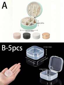 1/5 صندوق تخزين مجوهرات محمول متعدد الألوان - صندوق دائري فسيح مع سحاب، لتخزين الأقراط والقلائد والأساور والخواتم - تصميم بسيط كلاسيكي عالي الجودة للعرض، صندوق مجوهرات دائري صغير للسفر، صندوق مجوهرات مزود بسحاب، صندوق تخزين دائري للمجوهرات مع غطاء، حاوية تخزين الأقراط والأقراط، منظم محمول للطاولة والمكتب والغرفة والخزانة
