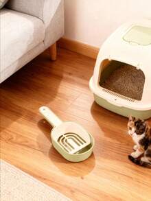 1 pieza Pala de para gatos de dos colores, fácil de tamizar y limpiar, con gran capacidad desmontable, recogedor de portátil, cuchara de limpieza para mascotas, pala para recoger excrementos de gato