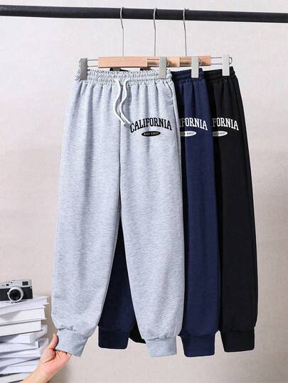 3pcs Toddler Boys' Letter Print Sports Pants Set