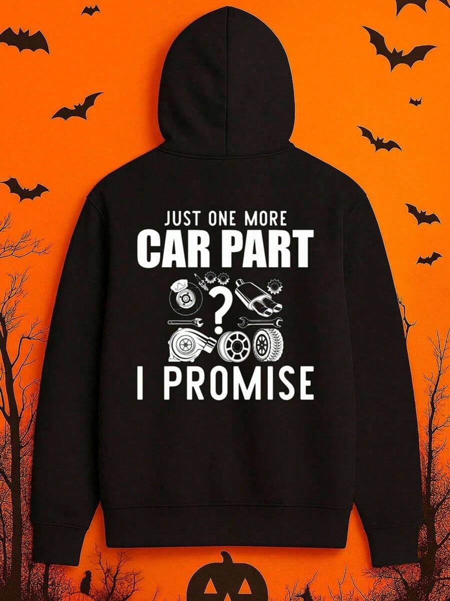 1 Pack Men'S Funny Car-Themed Hooded Sweatshirt - Automotive Graphic Pullover Hoodie With Car Parts Design, Long Sleeve Casual Streetwear For Fall & Winter, Regular Fit Black Hoodie For Car Lovers,Fall Hoodies,Men's Fall Clothes,Street Wear,Halloween,Mens Hoodies,Y2k Clothes,Jesus Hoodie,Thanksgiving Day,Nightmare Before Christmas,Christmas - 黑色 - 查看 1