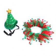 Dogs Christmas Outfits Fashionable Adjustable Star Hat With Scarf For Small Medium Large Dogs - Green - View 7