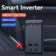 1 件多功能车载充电器线 - 2 个插座、2 个 USB 端口和 1 个 Type-C 端口，快速充电，适用于汽车、卡车和 SUV、车载逆变器转换器插头、12V/24V 至 220V 电源插座