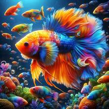 Kit de peinture de diamant carré 5D, magnifique betta, kit de peinture de mosaïque de diamant à forage complet convenant aux débutants, peinture de diamant artisanale DIY, décoration murale pour la maison, cadeau