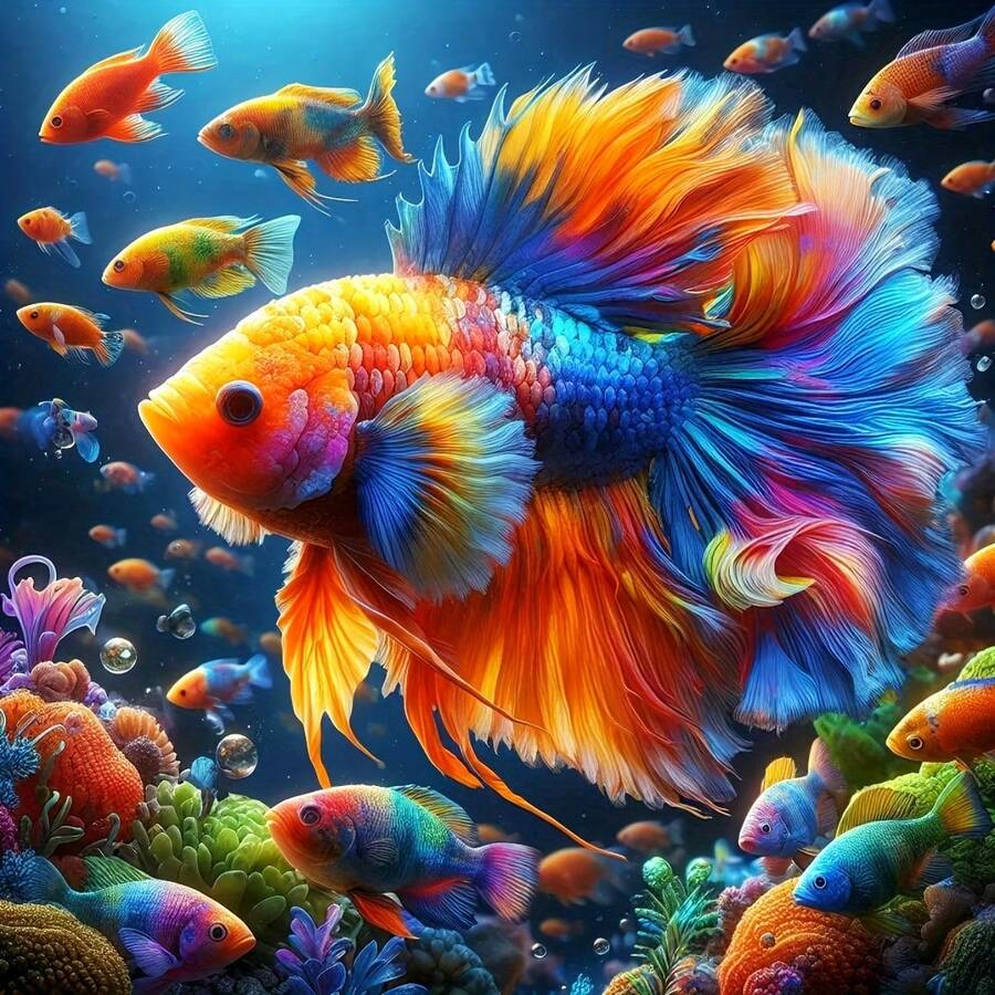 Kit de peinture de diamant carré 5D, magnifique betta, kit de peinture de mosaïque de diamant à forage complet convenant aux débutants, peinture de diamant artisanale DIY, décoration murale pour la maison, cadeau