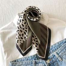 1pc Women's 70cm Faux Silk Printed Square Scarf, Fashion Minimalist Bandana Style Neckerchief, Versatile Headband, Lightweight Satin-Feel Accessory, Ideal For Business Meetings, Casual Travel, Festivals, Parties, And Chic Everyday Wear - Xanh đậm - Xem 3