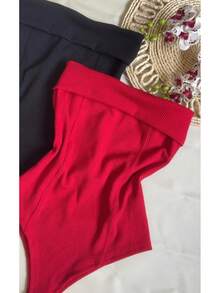 Kit Two (2) Women's Strapless Bodysuits Versatile Elegant Comfortable Spring Summer - Red Black - View 2