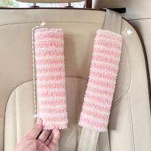 Cute Cartoon Car Seat Belt Shoulder Protection, Simple Plush Striped Car Anti Pinch Shoulder Cover, High-End And Comfortable Shoulder Protection, Multiple Styles To Choose From, Soft And Comfortable Fabric, Easy To Travel, Caring For Shoulders, Fitting Shoulder Curves, Reducing Pressure Marks, Hook And Loop Adhesive Design, Easy To Disassemble And Assemble. - Multicolor - View 8