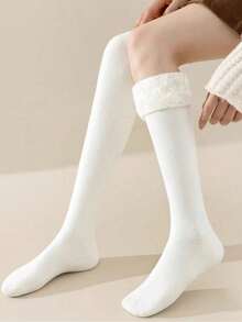1 Pair Thick Knitted Over,The,Knee Socks, Soft Anti,Static, Warm & Comfortable, Fits Over,The,Knee, Multi Colors Available, Autumn/Winter, Cozy Socks - Multicolor - View 9
