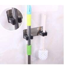 1 Stück Wandhalterung für Wischmop, Silber/Schwarz, 18x7x3cm