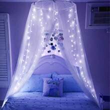300 LED Fairy Curtain Lights, 9.8ft X 9.8ft Warm White Curtain String Lights, USB Plug In 8 Lighting Modes Christmas Decoration, Hanging Lights With Remote For Bedroom Indoor Weddings Dorm - trắng - Xem 10
