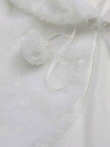 1 件花童公主仿皮草冬季保暖夹克披肩披肩派对婚礼圣诞节装扮 - 短毛絨披肩 - 查看 10