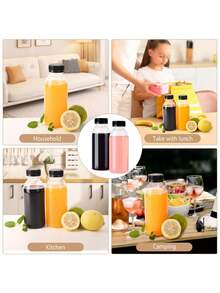 1/3/6pcs Reusable Juice Bottles With Lids, Milkshake Bottles, Empty Bulk Beverage Containers With Caps, Suitable For Cold/Hot Drinks, Juice, Beverages, Water, Milk, Milkshakes And Other Drinks - Multicolor - View 8