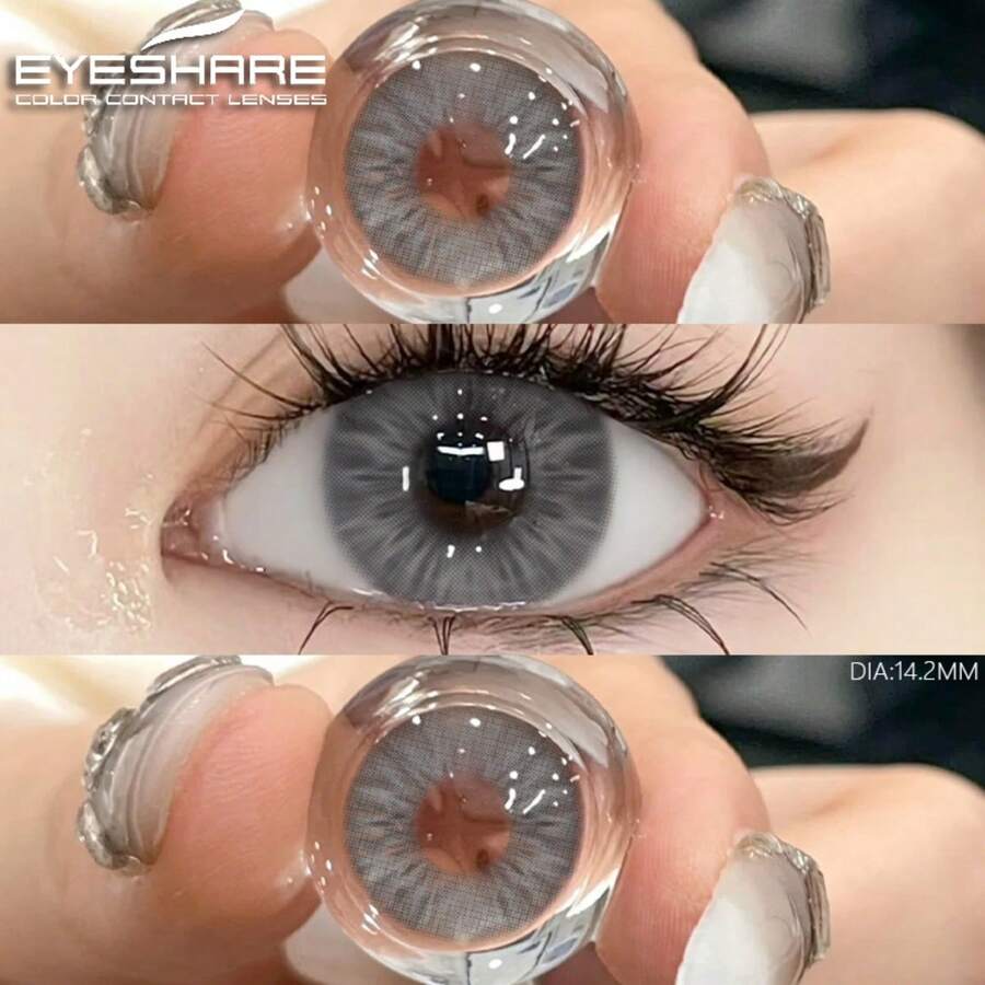 Eyeshare 1副韩国彩色隐形眼镜，蓝色、棕色、自然灰、绿色隐形眼镜