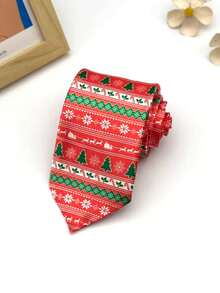 1 szt. męski krawat świąteczny z motywem renifera, Świętego Mikołaja, choinki, płatka śniegu, dekoracja na imprezę