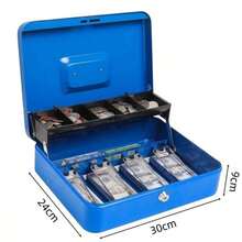 1PC Metal Cash Box With Key Lock, Note And Coin Safe Box, Portable Large Double Layer Cash Box With Fixed Coin Tray And 2 Keys, Money Tin Black.