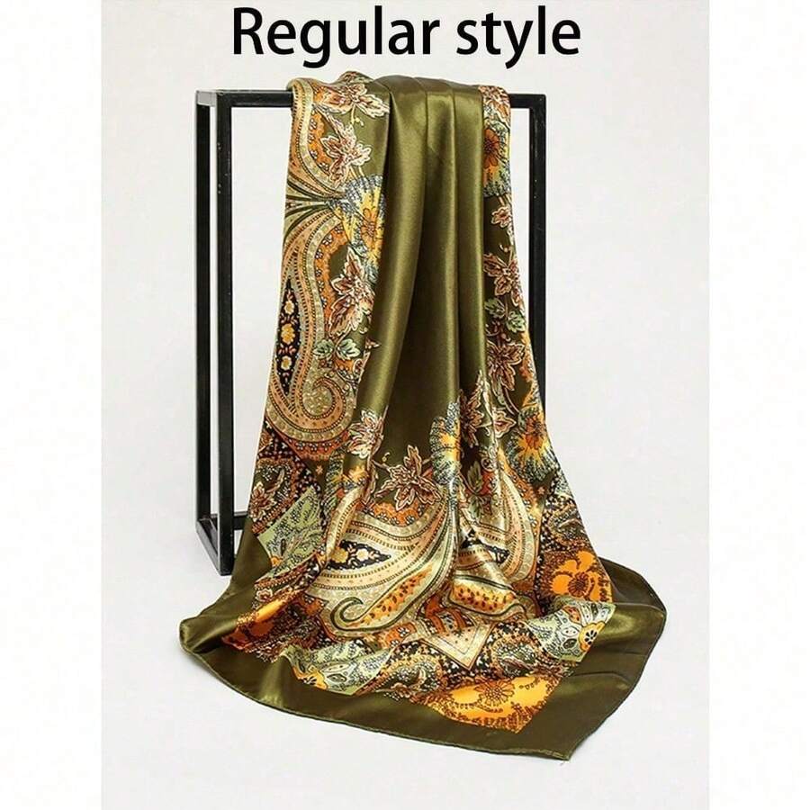 1pc Simple Printed Square Scarf, New Spring Fashion Bandana For Women, Can Be Used As Belt,Bag Decoration,Ribbon, Headband Or Headscarf Bandana,Hair Band,Head Band Ideal For Dressing Up Your Look