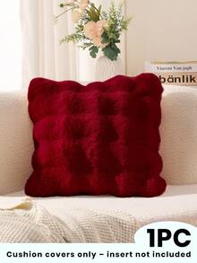 1 Peça Capa de Almofada Fofa e Sólida, Opções Multicoloridas, Superfície Felpuda, Fechamento com Zíper, Decorativa para Sofá e Cama, Enchimento Não Incluso, Serve para 30x50cm/40x40cm/45x45cm, Lavável em Máquina, Decoração de Outono, Decoração de Inverno, Decoração de Quarto - Vinho - Visão 2