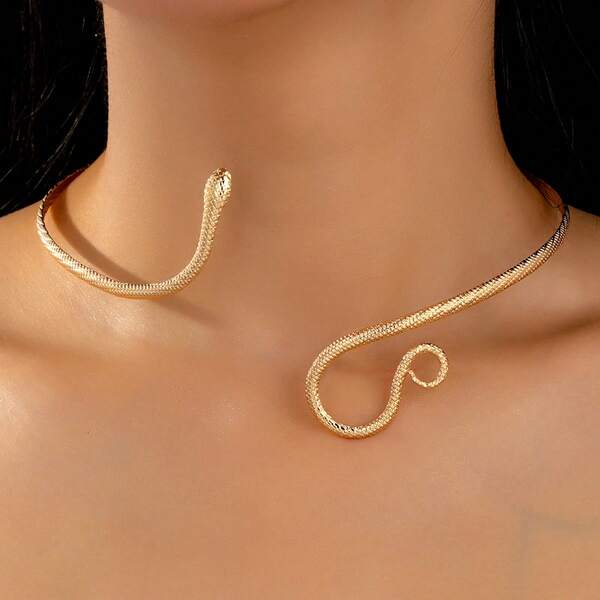 1 Stück Vintage sexy minimalistischer Schlangen-Choker-Halskette, moderner Punk-Stil