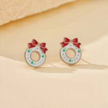 Conjunto de aretes con diseño de copos de nieve y campanas de Navidad, aretes con gota de aceite con diseños de renos y Papá Noel