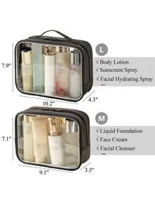 Clear Toiletry Bag, Water-Repellent PVC Makeup Bag With Zippers, Clear Toiletry Bag For Travel, Clear Makeup Case For Women, Travel Essentials