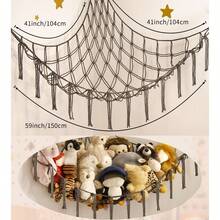 毛绒动物收纳花边吊床，大号 - 波西米亚风格房间装饰玩具收纳 - 角落悬挂毛绒玩具毛绒动物网状收纳盒 - 彩色 - 查看 24