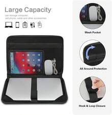 Funda para portátil de 15.6 pulgadas, protector impermeable y a prueba de golpes, bolsa de computadora de EVA con diseño artístico geométrico y asa, compatible con MacBook Pro 16, HP, , ASUS Notebook, negro - Negro - Ver 11