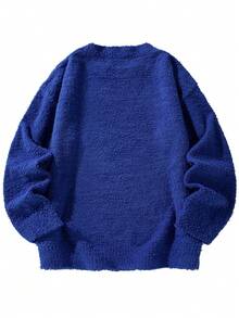 Men's Old Money Thickened Sweater, Fall/Winter - Royal Blue - View 2