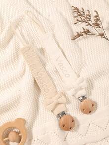 2pcs Personalized Embroidery Name Baby Pacifier Clip Cute Polka Dot Print Customized Patterns For Boys And Girls, Custom Baby Pacifier Clip Universal Soothing Clip, Suitable For Halloween, Baptism, Thanksgiving, Christmas Gifts Baby Shower Family Decorations Gifts ,Travel Organizer - 彩色 - 查看 6