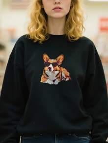 Pembroke Welsh Corgi Dog Sunglasses Sweatshirt - Black - View 1