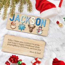 1pc Customizable 2 Rows Of Letter Puzzles, The Upper Row Is Your Customized Text, The Lower Row Is Your Favorite Picture Of Your Choice, And The Text Can Be Engraved On The Back.Suitable As A Christmas Gift