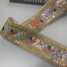 1 pieza de cinta de encaje bordada con flores, 1/5 yardas de adorno de tela para manualidades DIY, suministros de costura, decoración del hogar, envoltura de regalos, cintas de encaje para manualidades