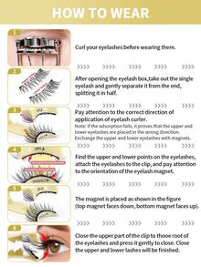 MAANGE 1对CC卷翘升级版磁性假睫毛套装，含镊子，可重复使用，自然卡通风格，超隐形强磁，自然尖头卡通猫眼蓬松柔软假睫毛，睫毛条，自然柔软交叉蓬松睫毛，自然纤长卷翘，放大双眼，适合女性旅行、派对等场合，自然睫毛混合设计 - 黑色 - 查看 4
