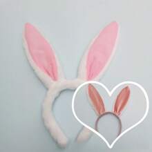 1 Cute Bunny Ear Plush Headband - Soft And Fluffy Bunny Ears, Red And White Reversible Ear Tips, Suitable For Easter, Christmas, New Year's Parties, Photo Props, And Everyday Wear - Hand Wash Only, Festive Headwear, Fun Design.