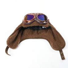 1pc Reversible Vintage Goggles Ushanka Hat, Unisex Warm Winter Cap For Outdoor Cycling Skiing Aviator