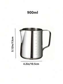 带刻度的不锈钢拿铁艺术杯，奶泡壶，带嘴奶泡器，奶泡杯，家用咖啡工具，有多种容量可供选择 - 銀色 - 查看 10