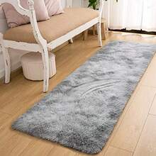 Runner Rug For Bedroom 2x6 Feet Soft Shaggy Area Rugs Fluffy Carpet For Hallway Bedside Upgrade NonSlip Shag Plush Rug For Dorm Living Room TieDyed Light Grey - 2' x 6' (Runner) + Tie-dye Abu-abu Muda - View 2