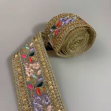 1 pieza de cinta de encaje bordada con flores, 1/5 yardas de adorno de tela para manualidades DIY, suministros de costura, decoración del hogar, envoltura de regalos, cintas de encaje para manualidades