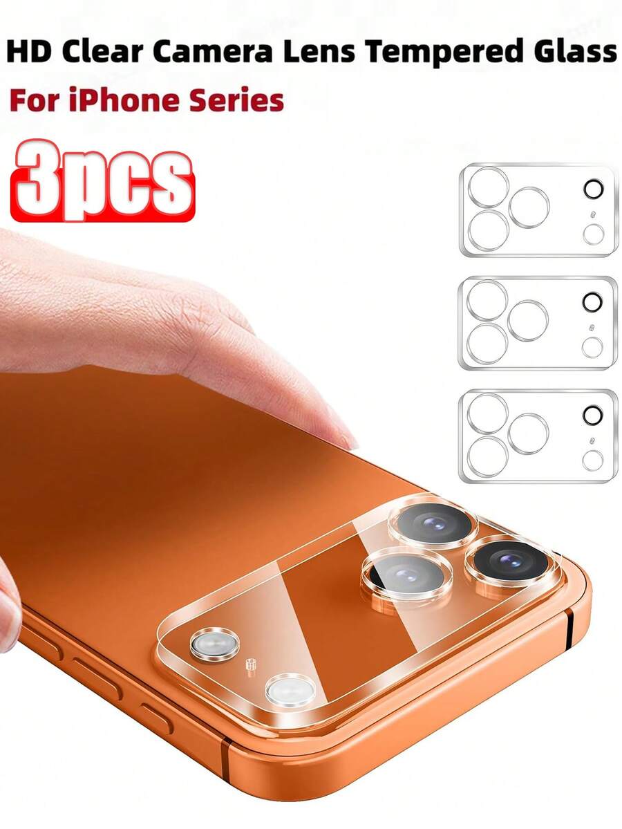 3pcs Rear Camera Lens Tempered Glass Protector - High Definition Clear Full Coverage Protection Compatible With Iphone 17 Pro Max 16 15 14 13 12 11 - Clear - View 1