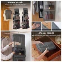 3Pcs Organizador de Bolsos para Clset, 8 Compartimentos Bolsa de Almacenamiento, Organizador para Colgar Bolsos para Armario de Tela Oxford para Armario, Dormitorio gris - gris - Ver 1