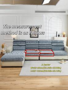 1pc Soft Plush Fabric Pet Proof Sofa Seat Cover, Bohemian Style, Multi-Shape, Multi-Color, Jacquard Plush Upholstery, Colorful Blue & Black, Thick Jacquard Plush Sofa Cushion Cover Suitable For Backrest/1/2/3/4/Chaise Lounge Sofa In Autumn/Winter