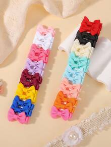 bilicaca 30pcs/Pack Candy Color Bowknot Fully Covered Hair Clips, Random Colors, Kids Hair Accessories - Multicolor - View 3