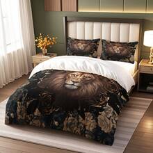 3pcs/Set High-End Wild Lion Digital Printing Bedding Set - Multicolor - View 12