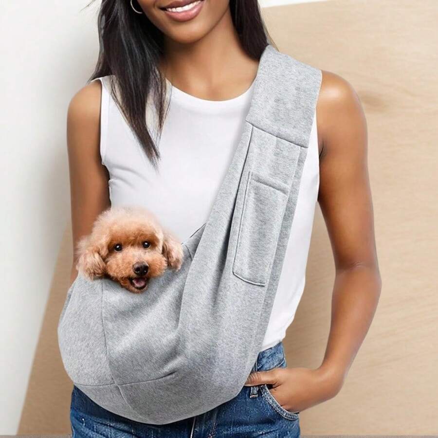 Adjustable Cozy Pet Sling Carrier For Small To Medium Dogs & Cats (Up To 20 Lbs) – Padded Shoulder Strap & Breathable Travel Bag For Ultimate Comfort - N2Crossbodygray - View 1