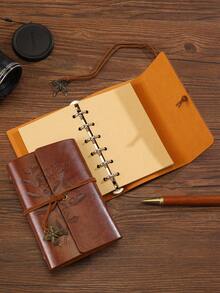 A7Leather Notebook Diary, Kraft Paper, Vintage Spiral Bound Notebook Refillable Dairy Sketchbook Travel Journal To Write In With Blank Pages, Souvenir, Suitable As Gifts For Girls - Multicolor - View 10